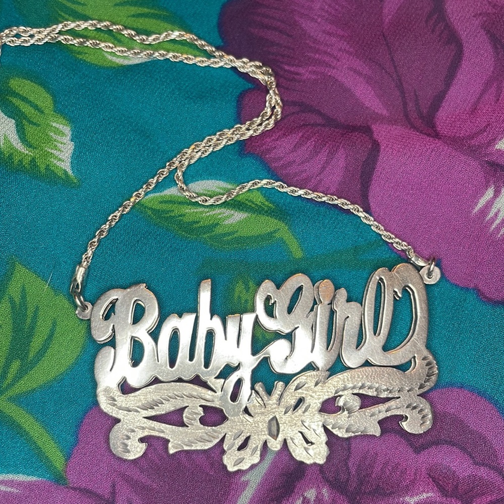Babygirl name plate necklace double plated